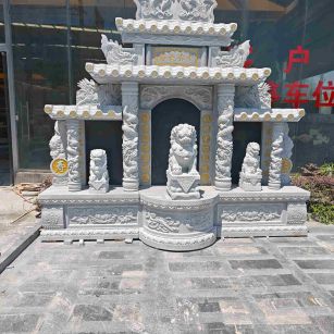安阳芝麻白中国黑石材套墓 花岗岩墓碑