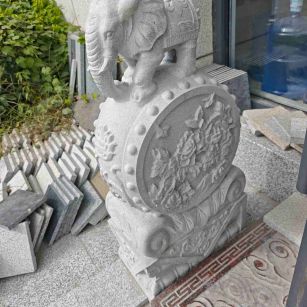 安阳芝麻白抱鼓石 庭院抱鼓石